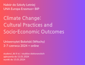 Nabór do Szkoły Letniej Climate Change: Cultural Practices and Socio-Economic Outcomes – Uniwersytet Boloński
