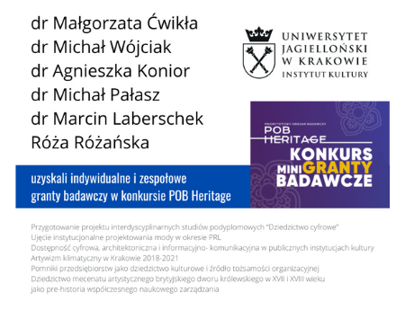 6 minigrantów POB Heritage dla pracowników i doktorantki Instytutu Kultury!